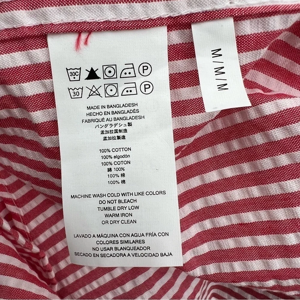 NWT Michael Kors White Crimson Striped Button Up Collared Shirt Size M Men's - Picture 8 of 9